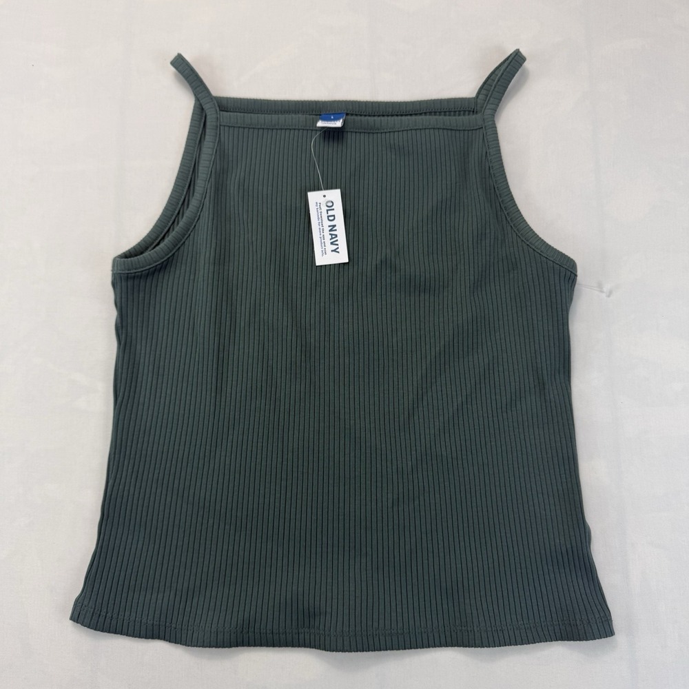 Old Navy Youth Girls L Green Ribbed High Neck Tank Top Cami NWT